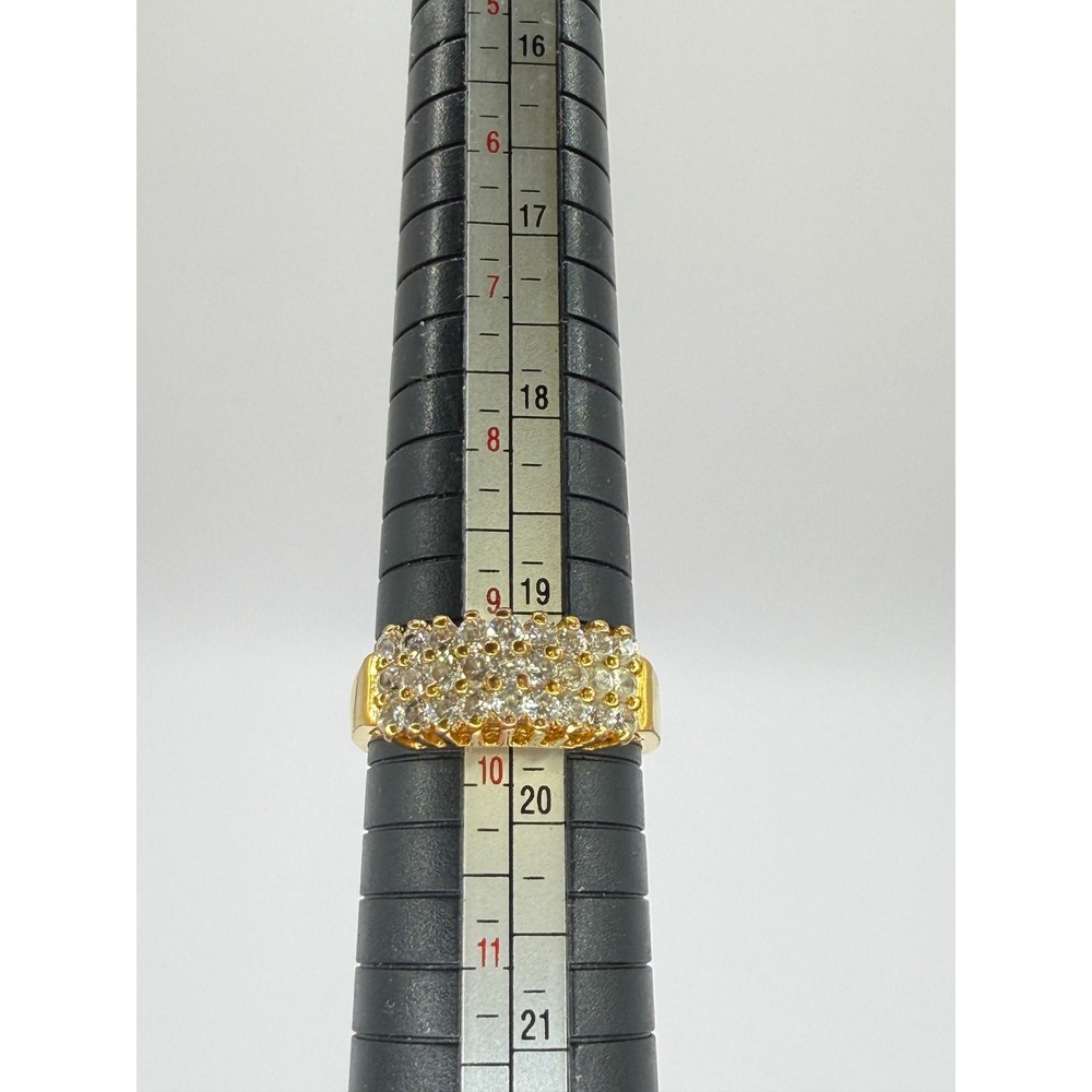 Vintage Gold Tone Pave Rhinestone Cocktail Ring 14KHGE Glam Statement Band - Picture 11 of 12